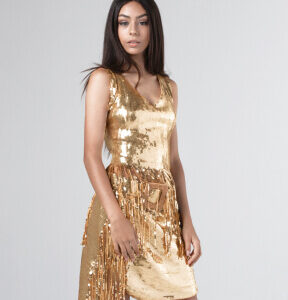 Gold night party dress